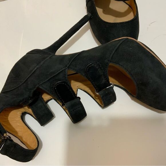 New L.A.M.B Heels Platform Strappy Buckles Suede Black Gwen Stefani New - Picture 7 of 15